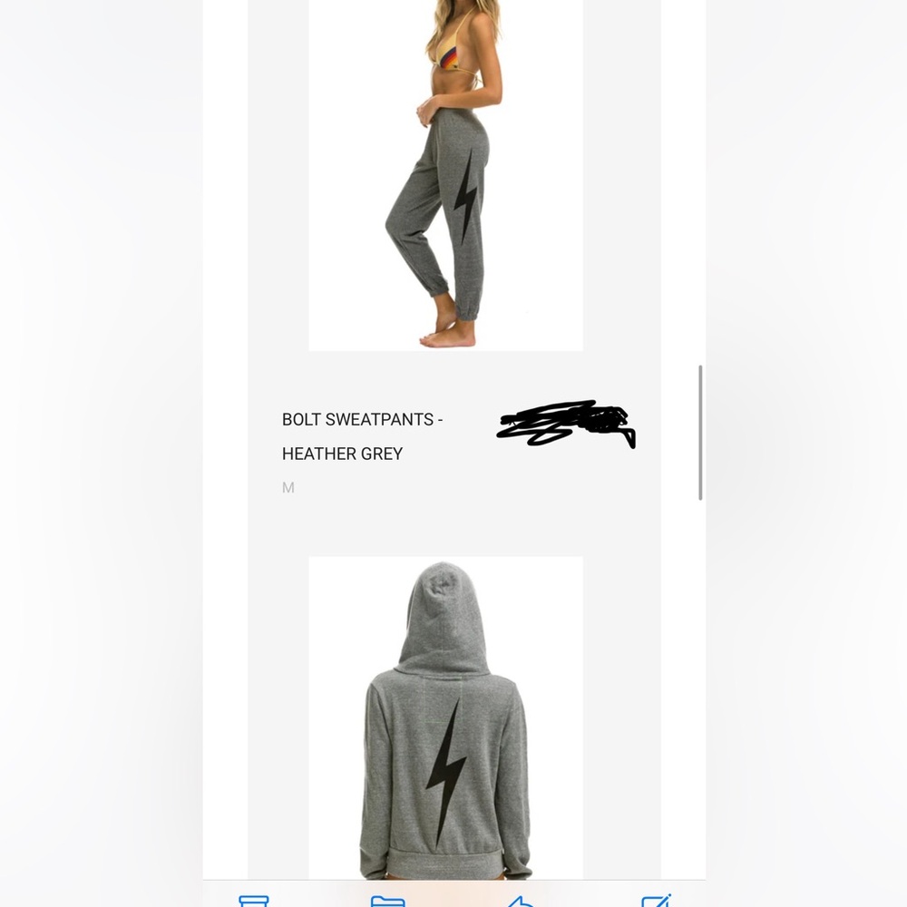 Aviator Nation Heather Grey Lightening Bolt 
Hoodie and sweatpants